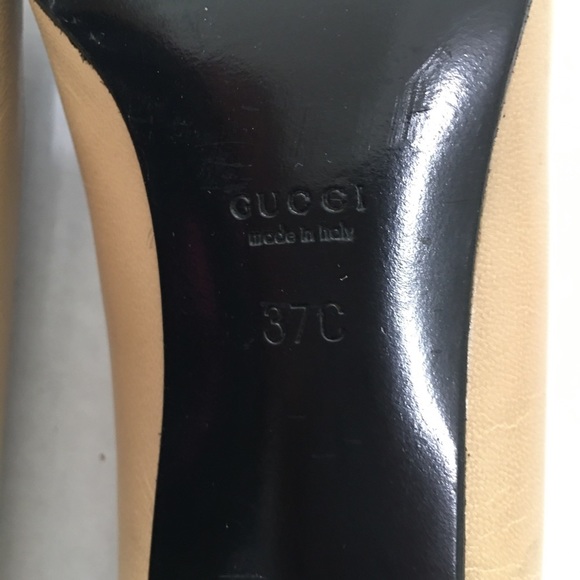 Gucci Beige Stilettos Italy Made Heel Leather Pumps Size 37C - Picture 5 of 11
